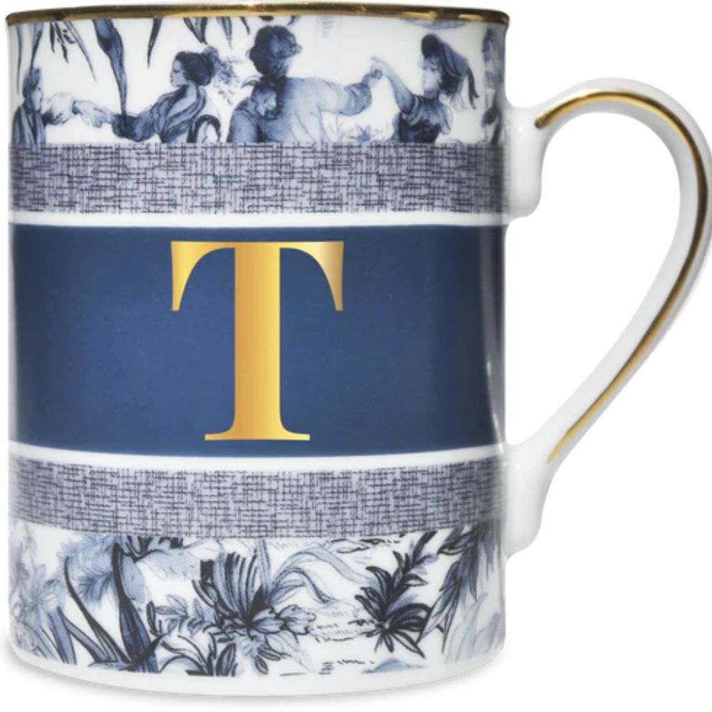 Baci Milano - Tazza in Porcellana con Lettera Alfabeto - Varie Lettere