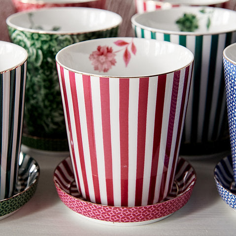 Pip Studio - tazza senza Manico in porcellana Righe e Mini Piattino Rosa - Mugs & Match 230 ml