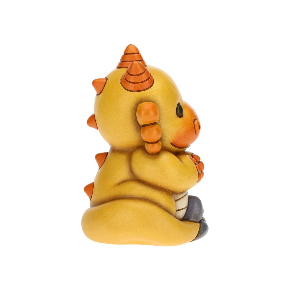 Thun - statua draghetto giallo seduto in ceramica 15cm - Senza Scatolo