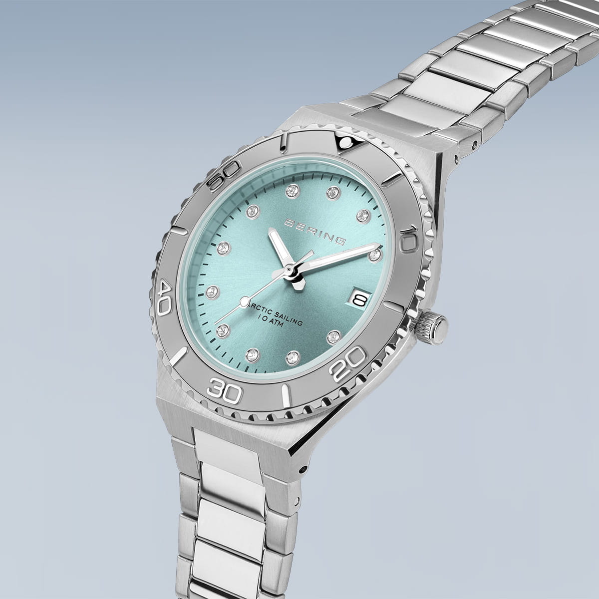 Bering Classic Aqua Argento Brillante Spazzolato Orologio 18936-707