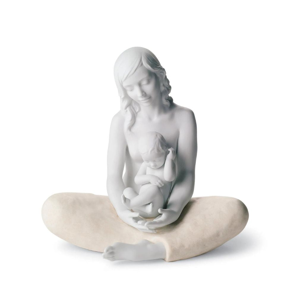 Lladrò - statuta figura materna con figlio bianca 22cm