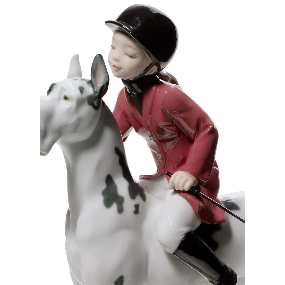 Lladrò - scultura figura piccola amazzone su alano 27cm