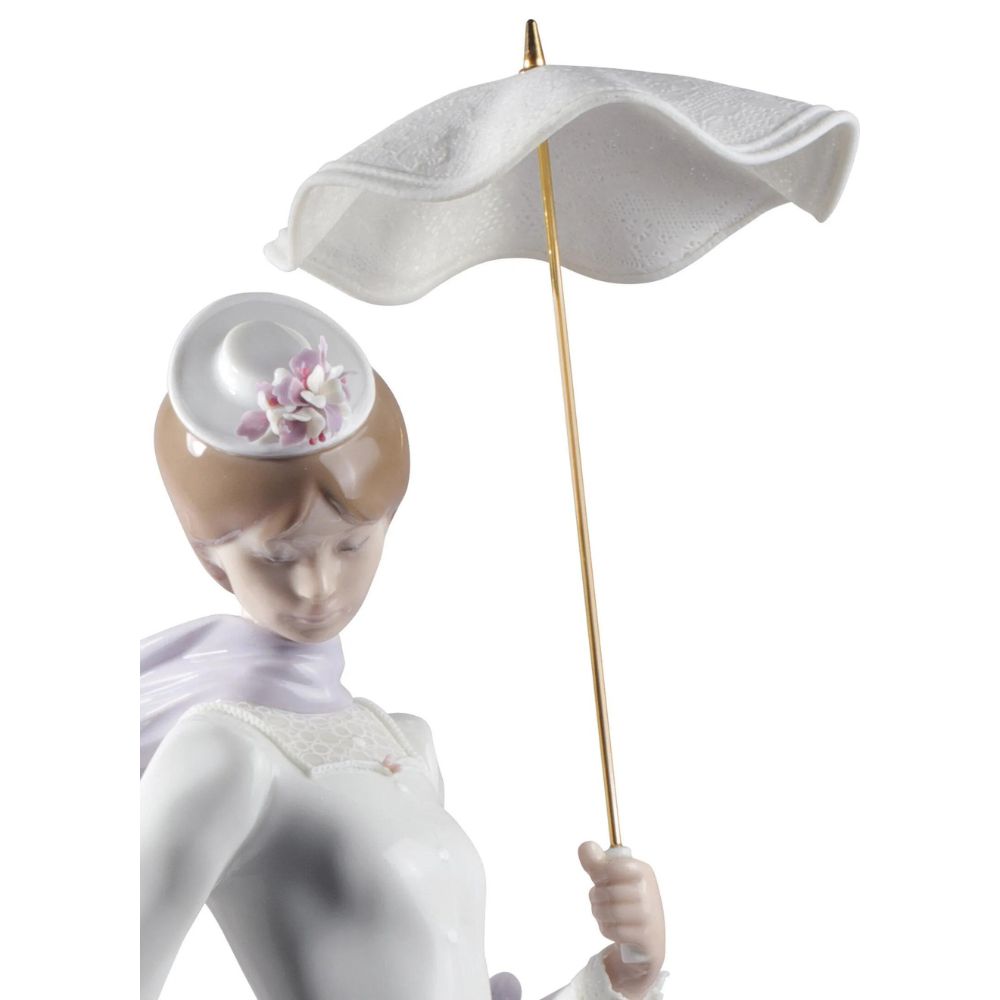 Lladrò - scultura dama con scialle con il suo cane 47cm