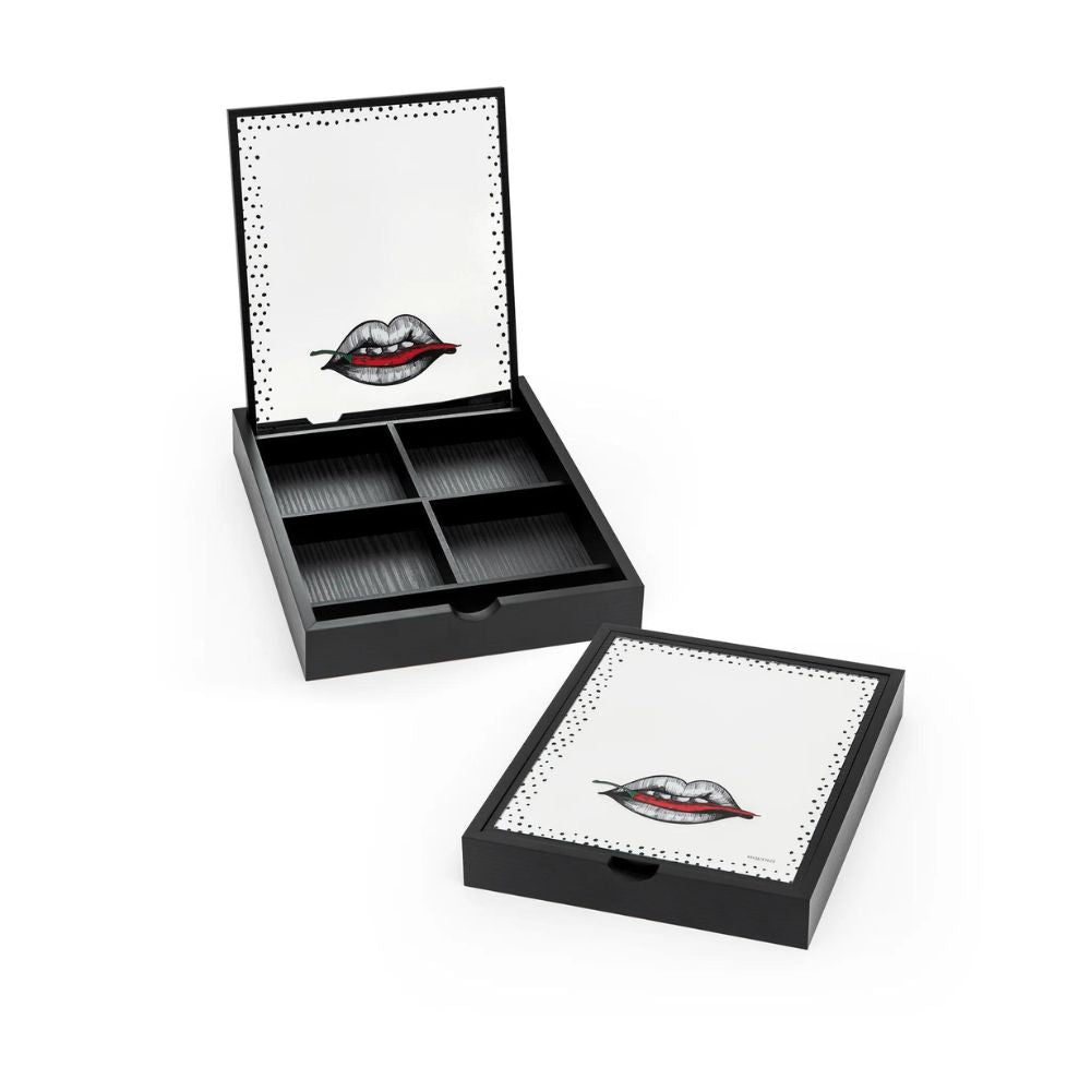 Sequenze - portagioie rettangolare con specchio linea peperoncino - 19x24cm