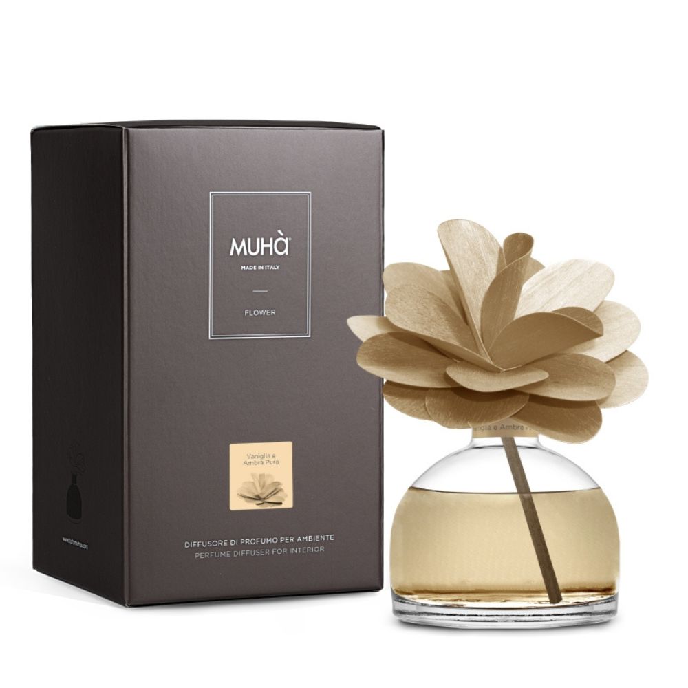 Muhà - profumatore d'ambiente flower diffuser - vaniglia e ambra pura 200ml