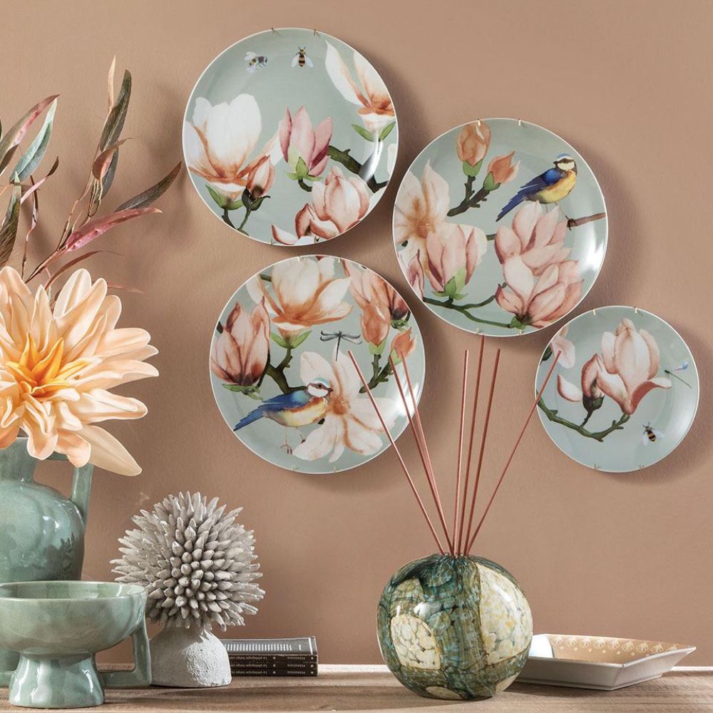 L'oca nera - piatti decorativi da parete amelia in ceramica - set 4 pz