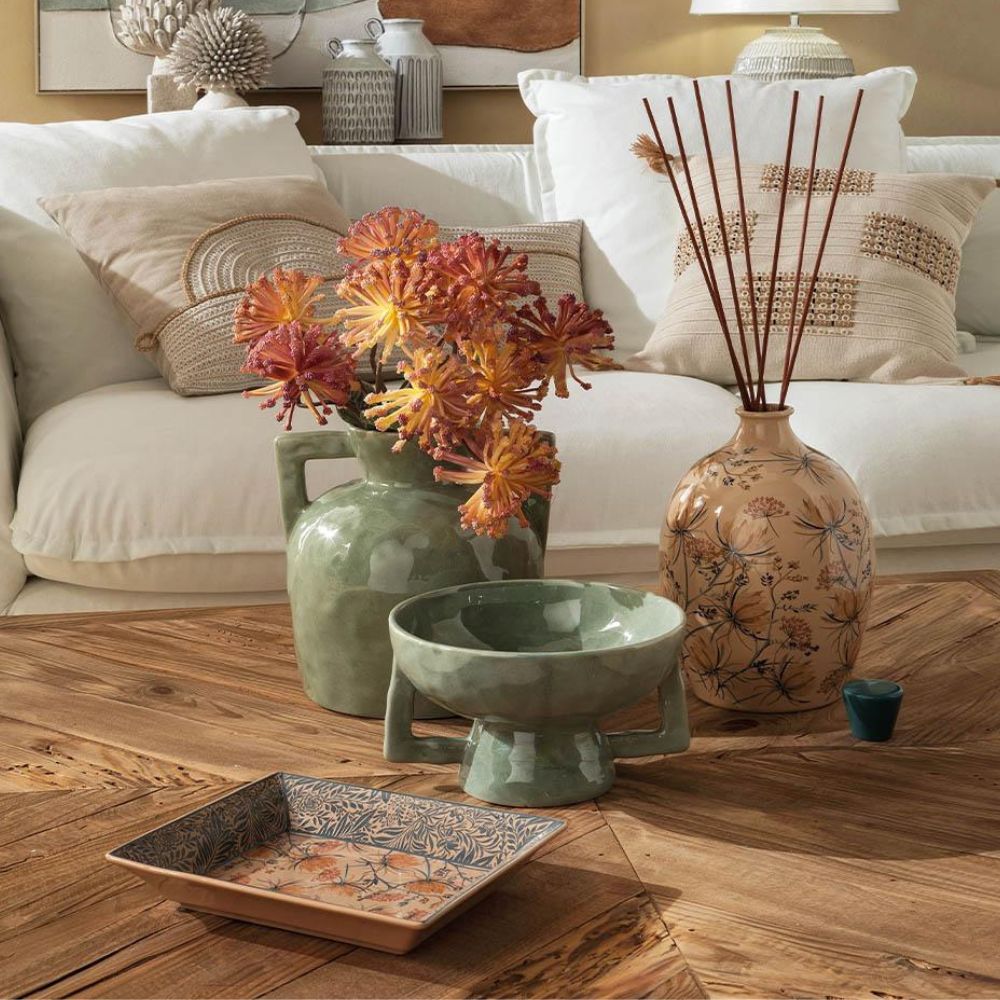 L'oca nera - svuotatasche decoro floreale in ceramica 20.5cm x17 cm