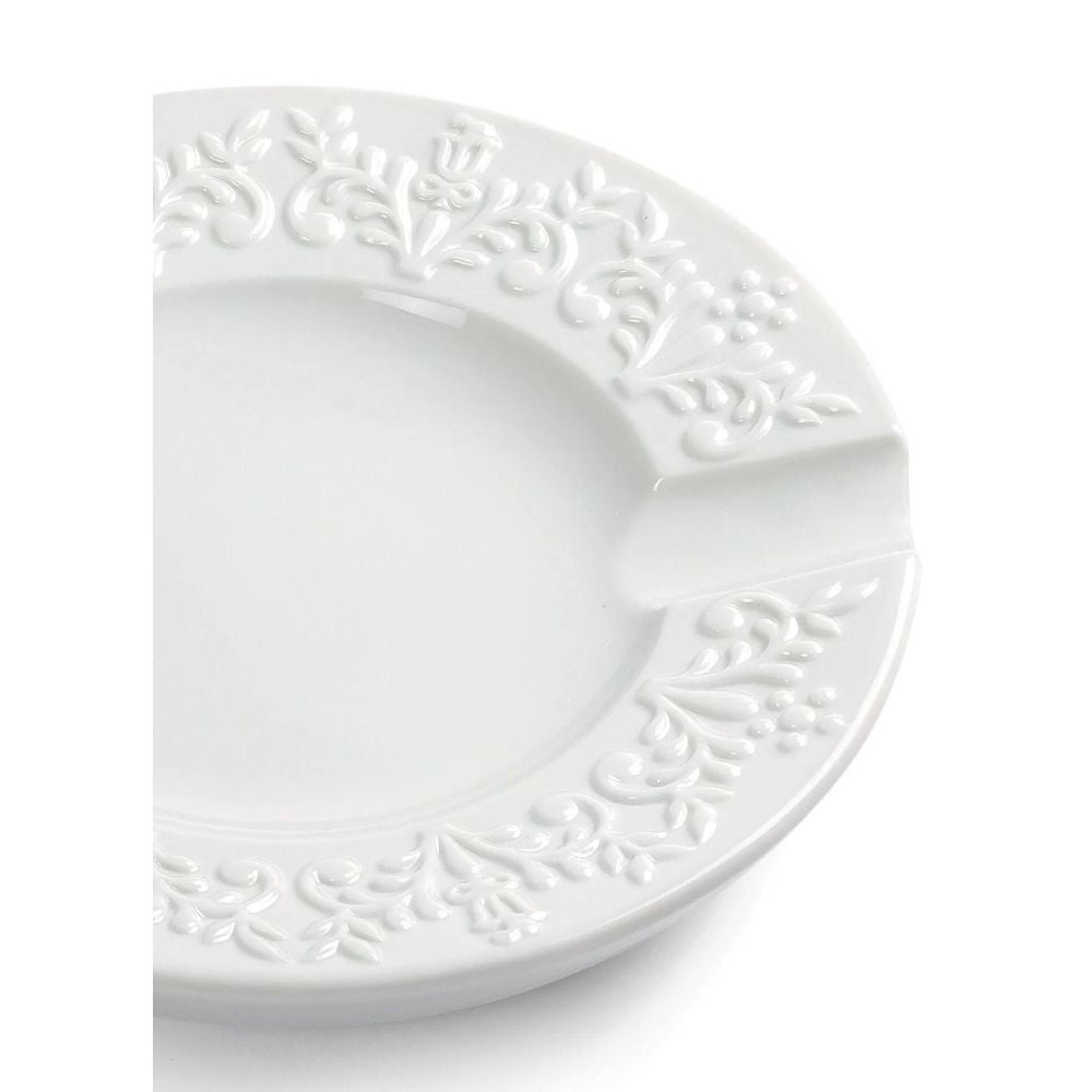 Lladrò - posacenere logos in porcellana bianca tema floreale 18cm
