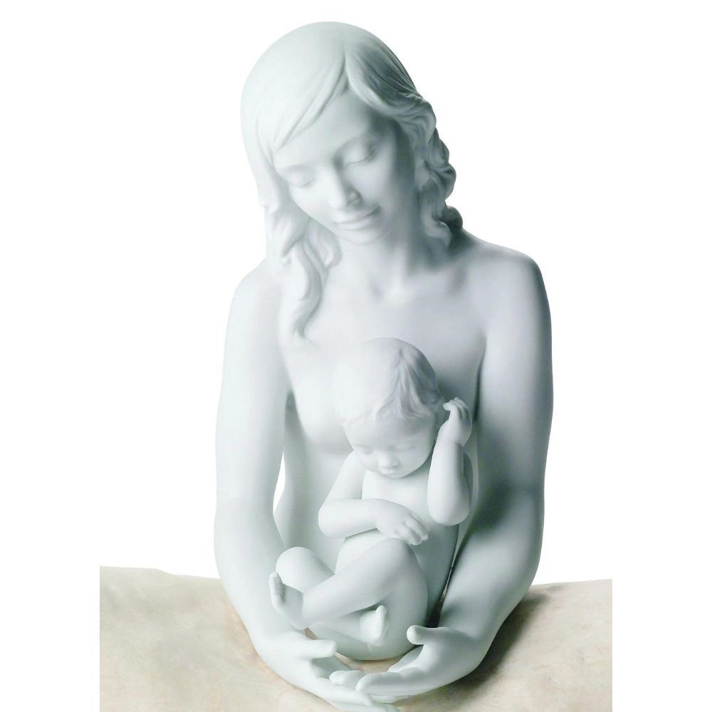 Lladrò - statuta figura materna con figlio bianca 22cm