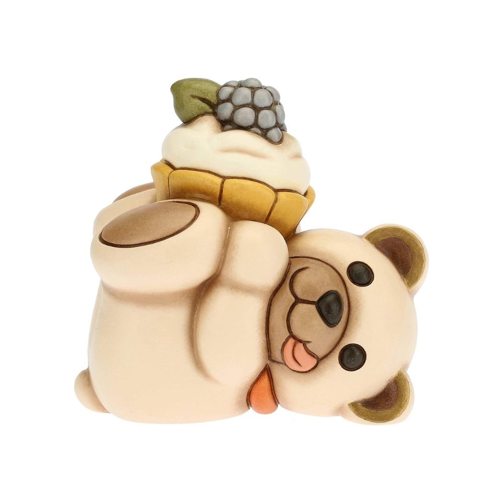Thun - teddy goloso con sweet cake in ceramica 9cm - Senza Scatolo
