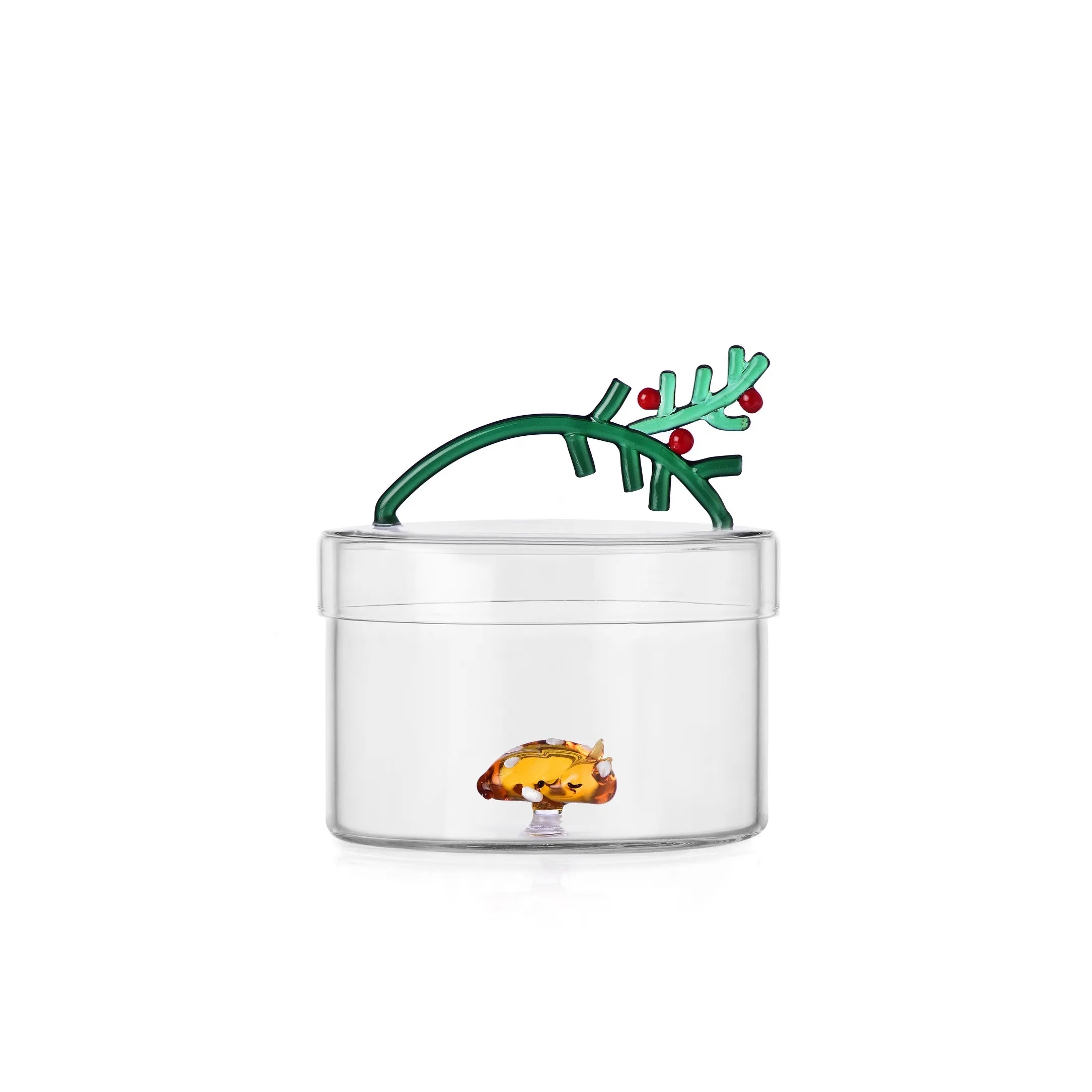 Ichendorf - scatola in vetro con bacche e cerbiatto sdraiato woodland tales