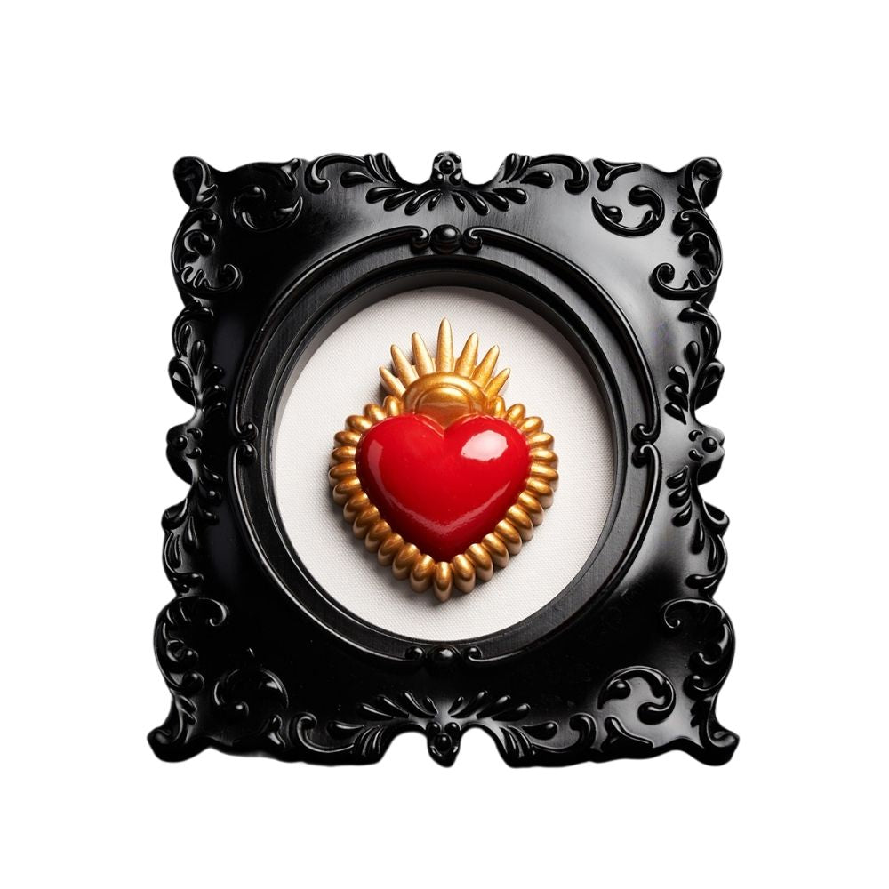 Blogo Firenze - frame quadro decorativo Heart Red/gold 19,5 cm x 25 cm