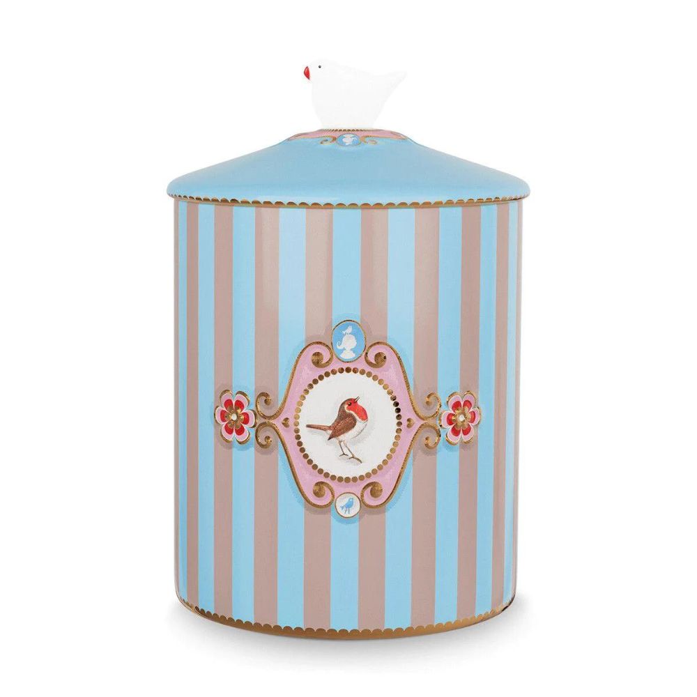 Pip Studio - Barattolo portaoggetti in porcellana Love Birds Blu/cachi 1,3 L