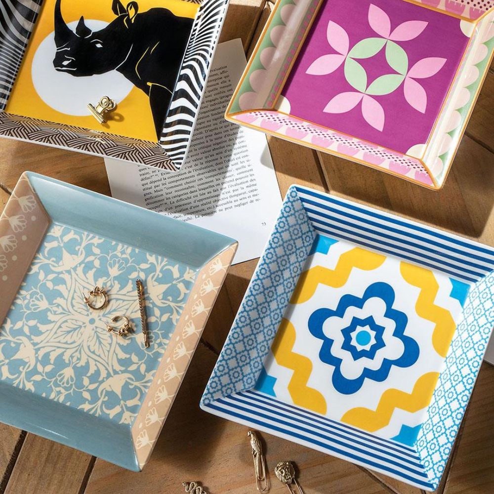 L'oca nera - svuotatasche quadrato montalcino in porcellana 21cm x 21cm