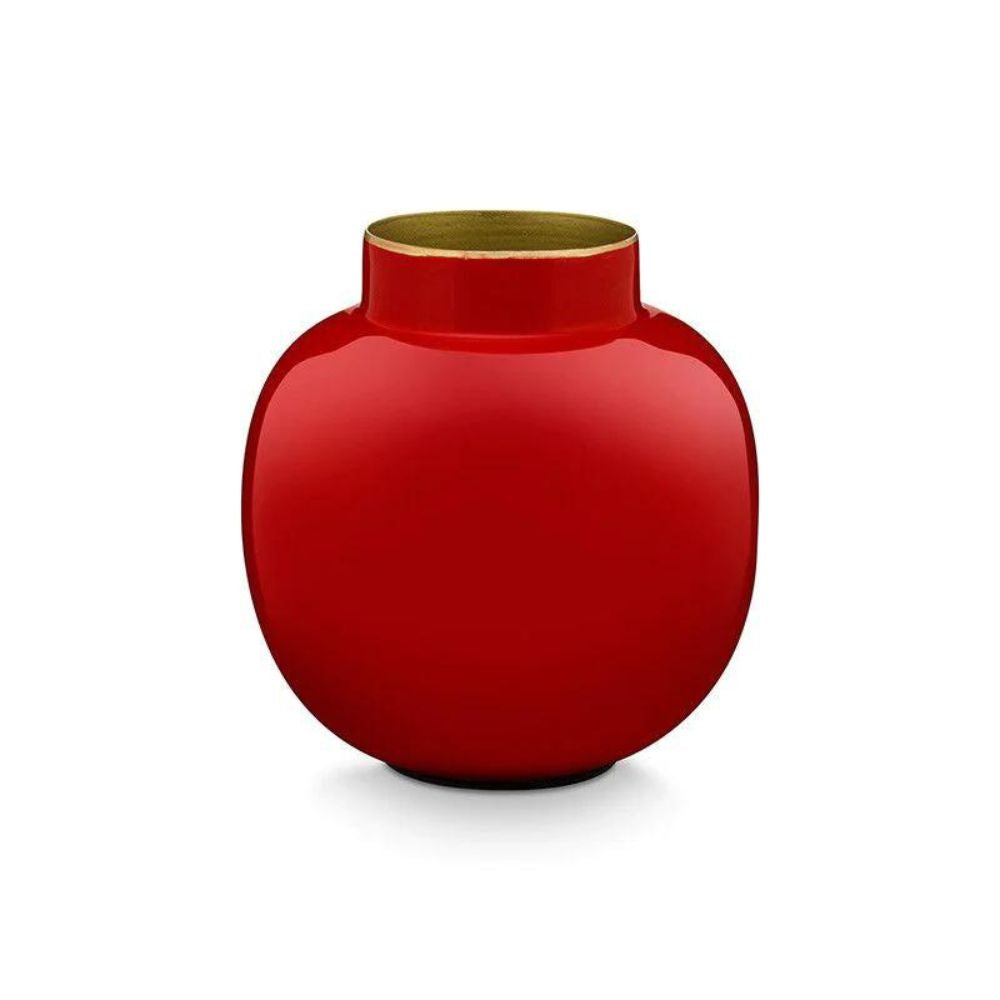 Pip Studio - Mini Vaso Rotondo in metallo Rosso 10 cm