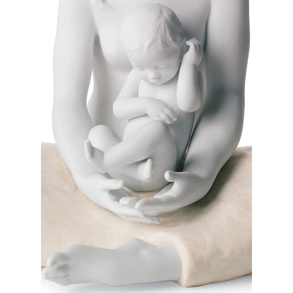 Lladrò - statuta figura materna con figlio bianca 22cm