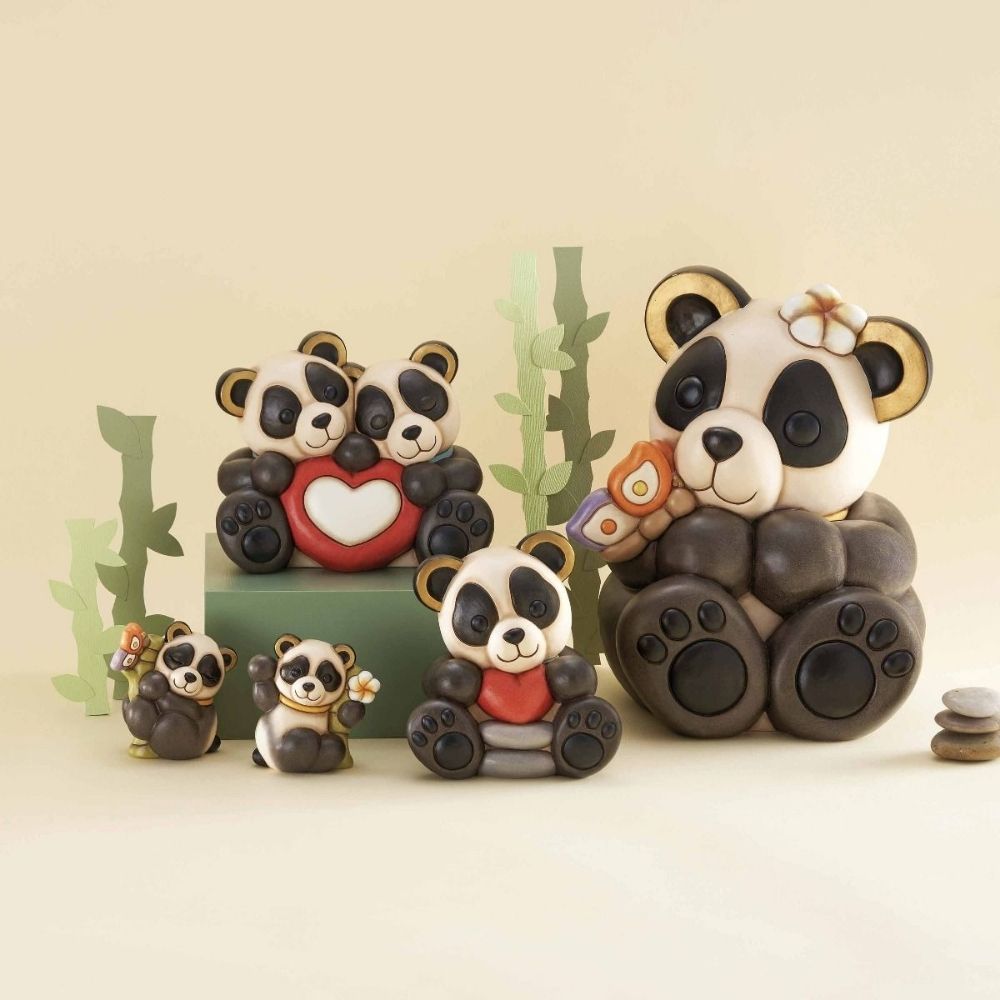 Thun - panda lei con farfalla in ceramica 9cm - Senza Scatolo