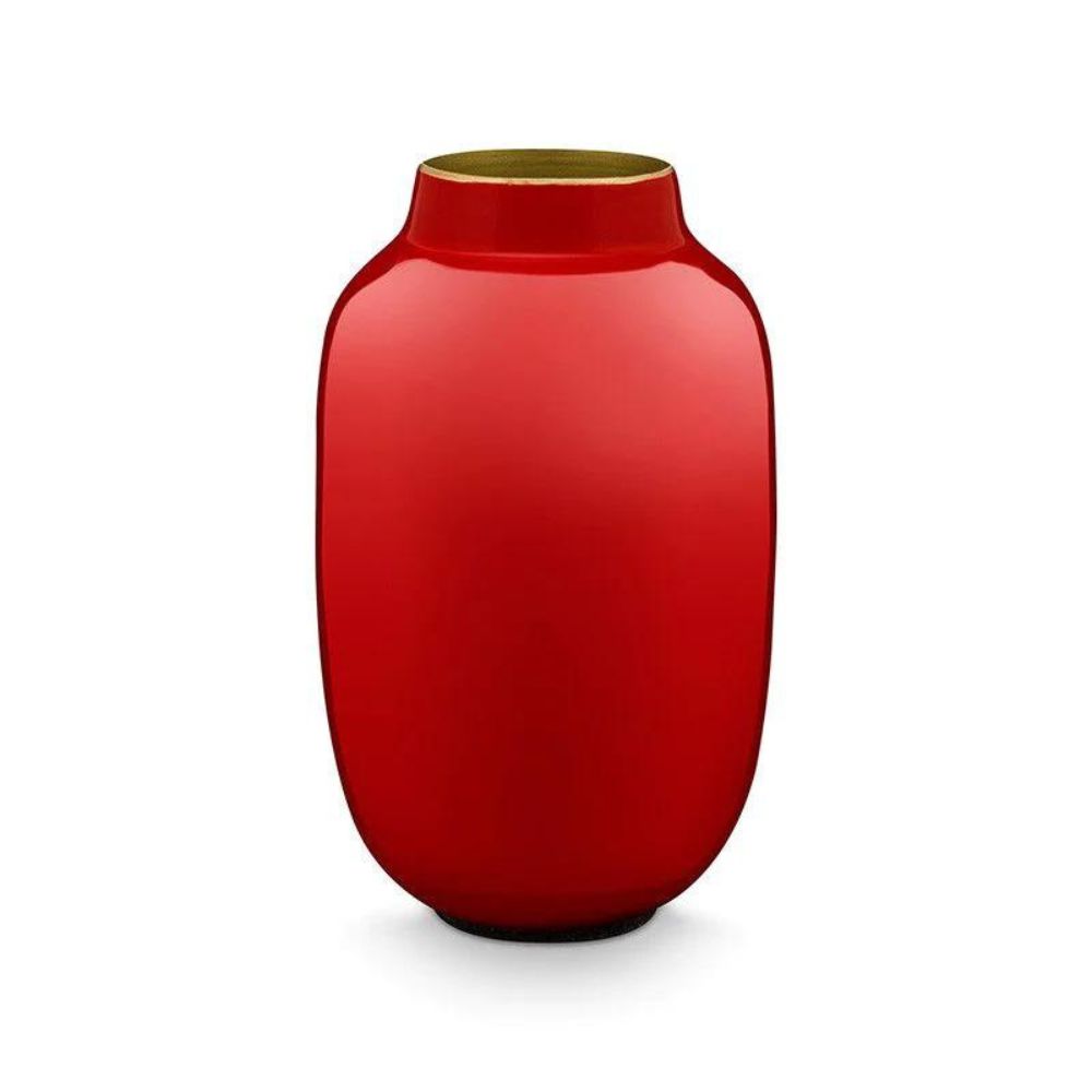 Pip Studio - Mini Vaso Ovale in metallo Rosso 14 cm