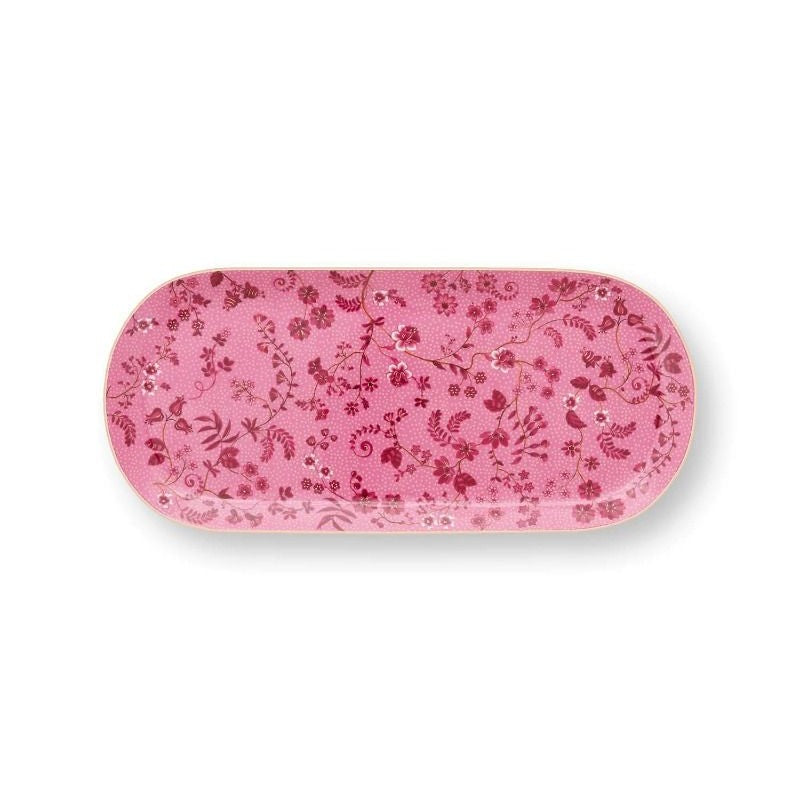 Pip Studio - Vassoio per torta rettangolare Jolie Flowers rosa 33cm