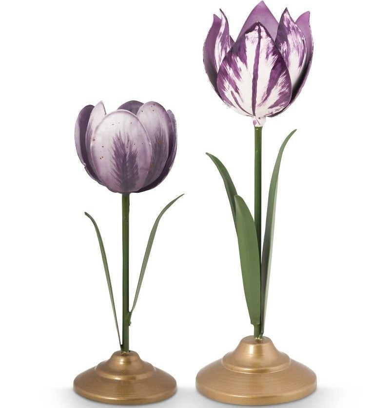 Pip Studio - Set 2 portacandela in metallo fantasia tulipano viola