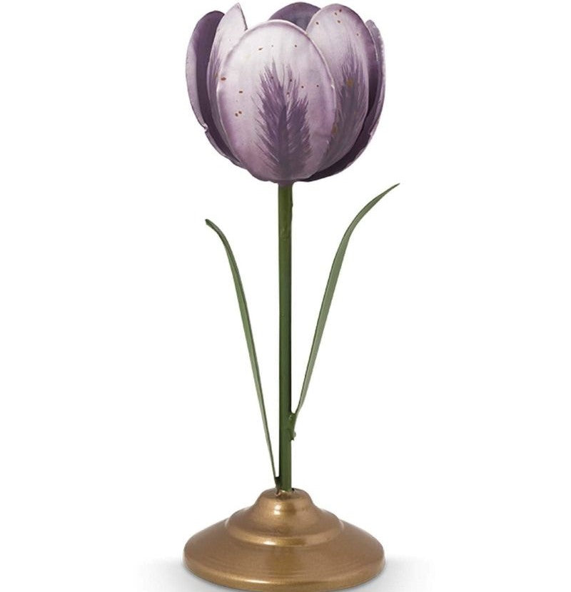 Pip Studio - Set 2 portacandela in metallo fantasia tulipano viola