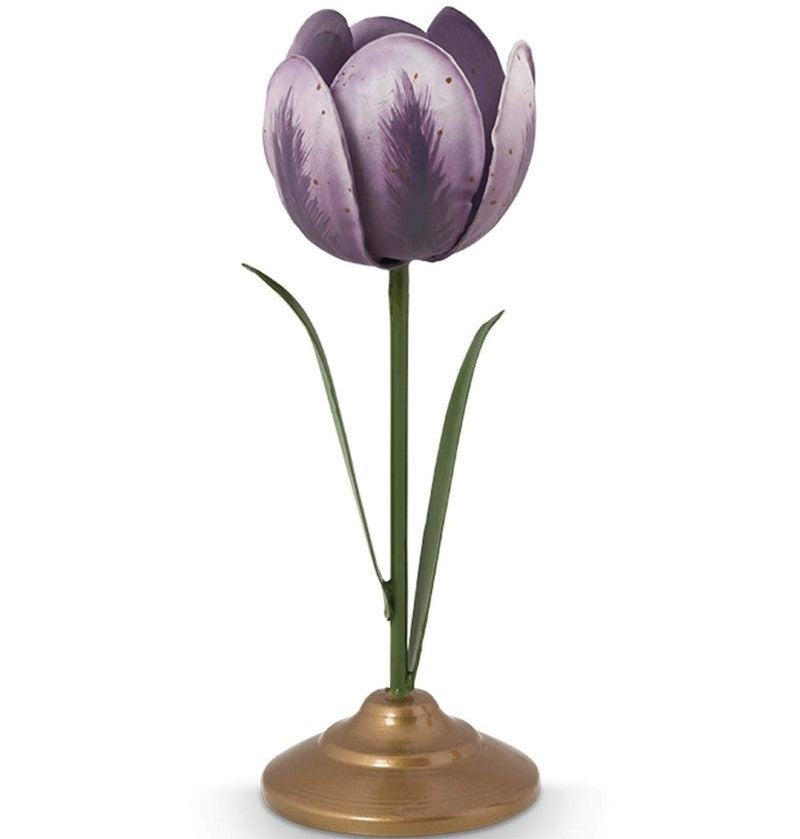 Pip Studio - Set 2 portacandela in metallo fantasia tulipano viola