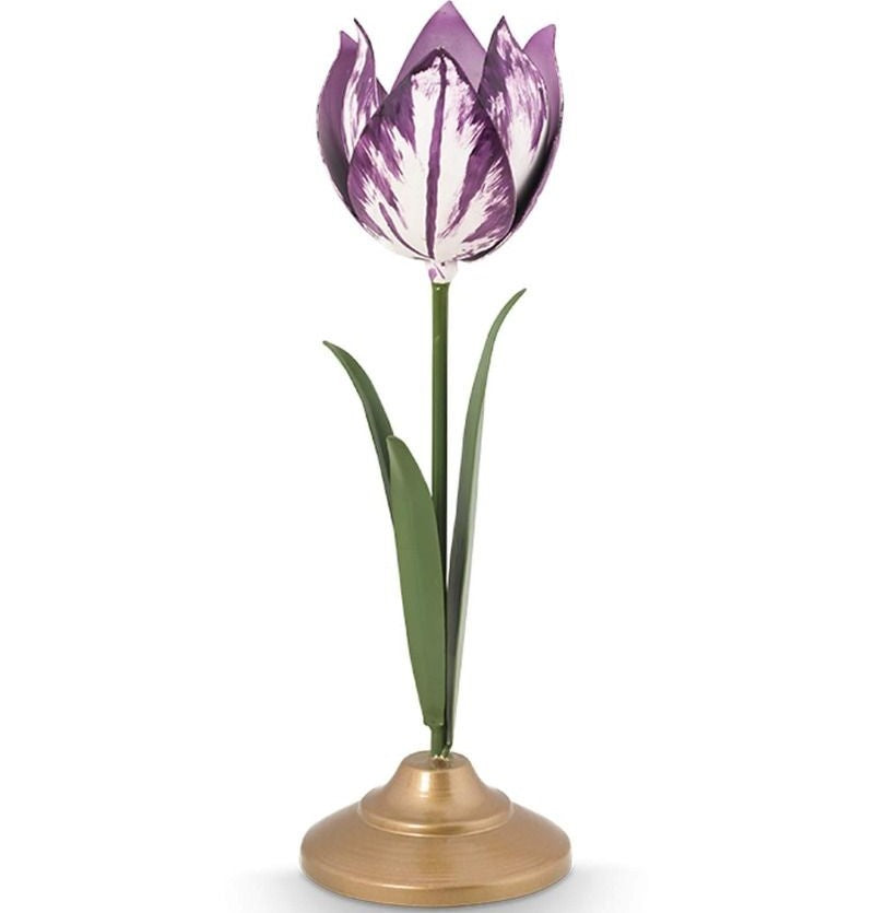 Pip Studio - Set 2 portacandela in metallo fantasia tulipano viola