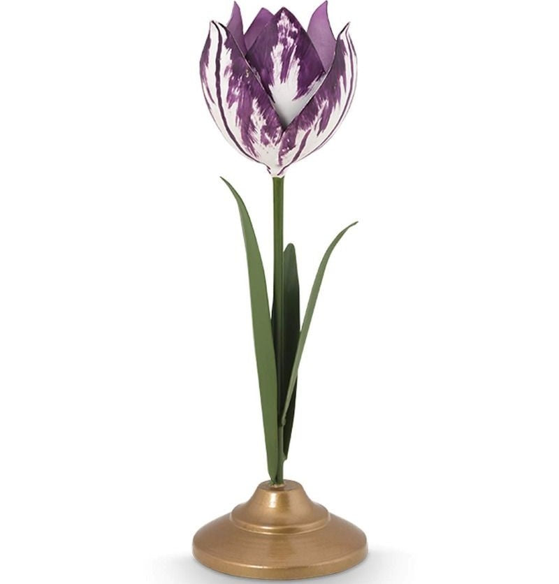 Pip Studio - Set 2 portacandela in metallo fantasia tulipano viola