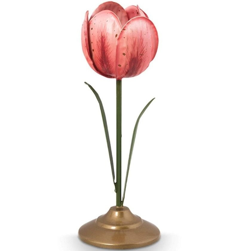 Pip Studio - Set 2 portacandela in metallo fantasia tulipano rosa