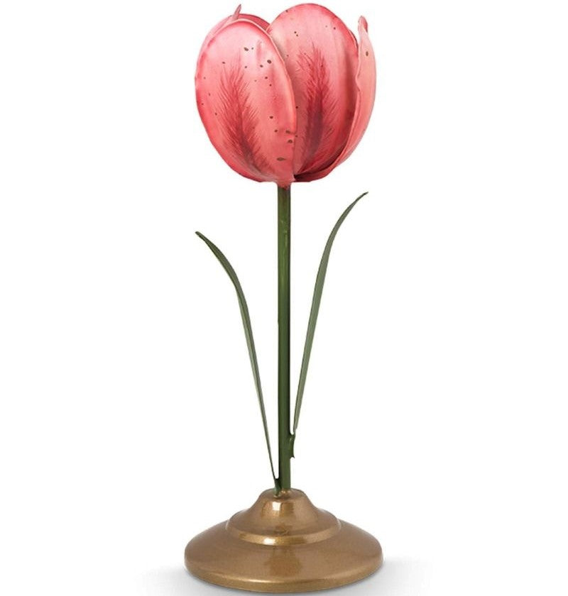 Pip Studio - Set 2 portacandela in metallo fantasia tulipano rosa