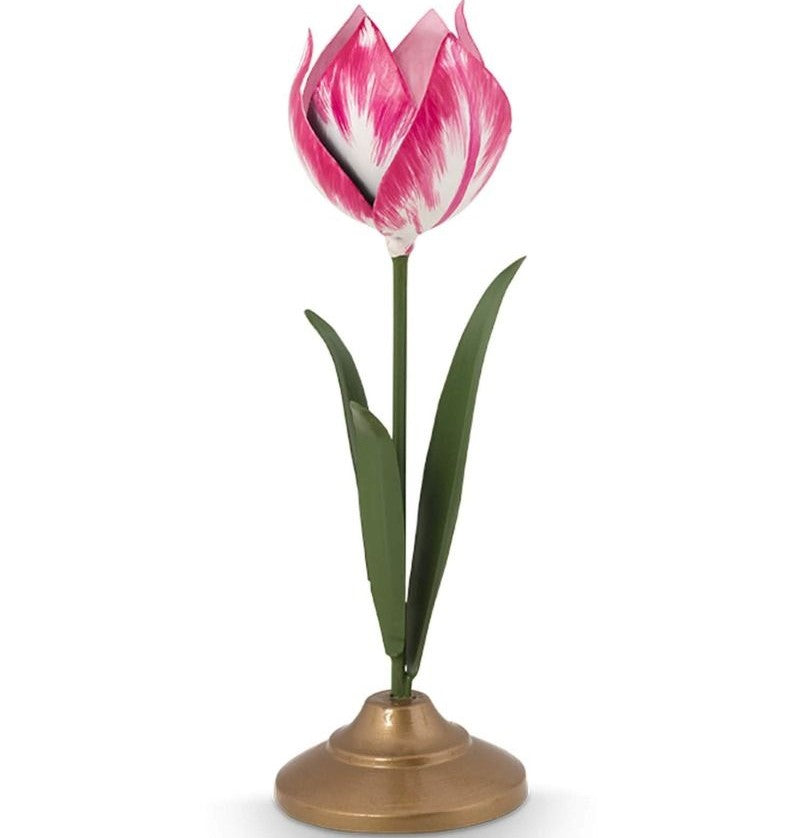 Pip Studio - Set 2 portacandela in metallo fantasia tulipano rosa