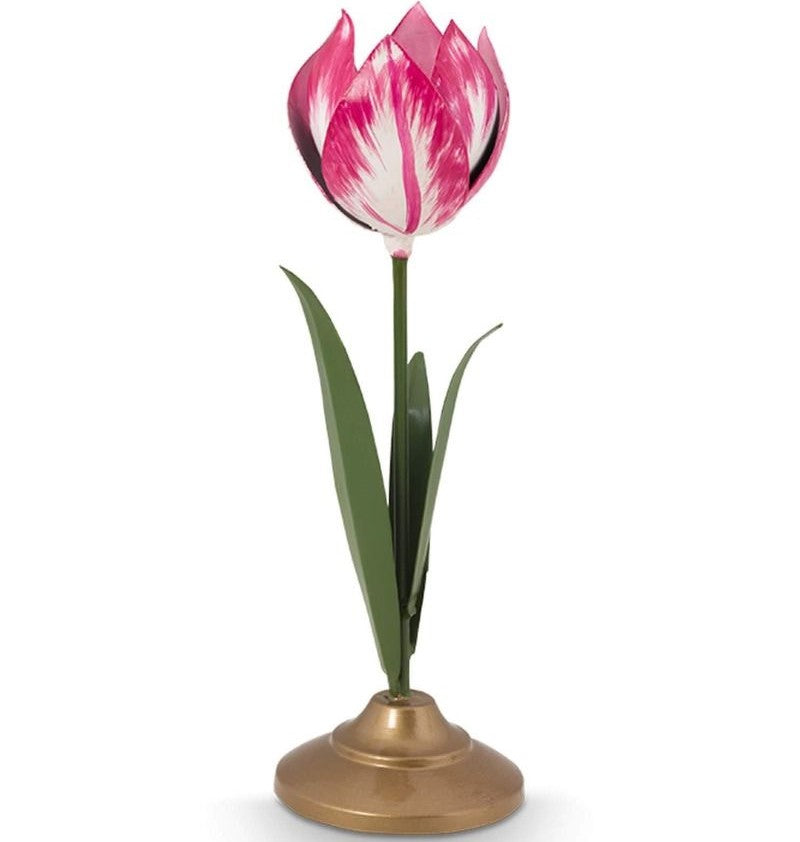 Pip Studio - Set 2 portacandela in metallo fantasia tulipano rosa