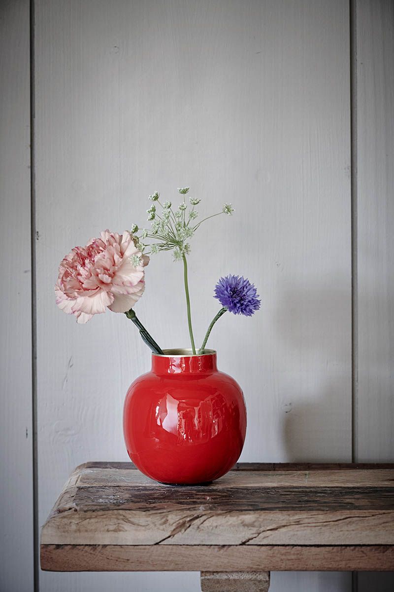 Pip Studio - Mini Vaso Rotondo in metallo Rosso 10 cm