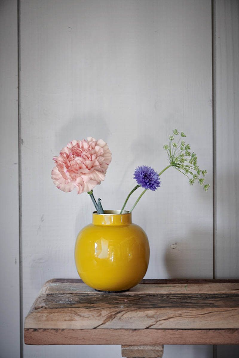 Pip Studio - Mini Vaso Rotondo in metallo Giallo 10 cm