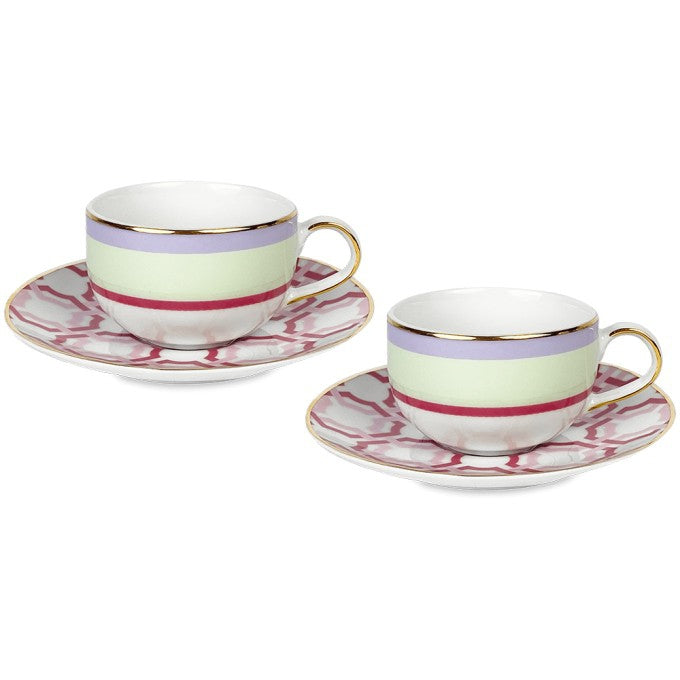 Baci Milano - Set 2 Tazzine da Caffè in Porcellana con Piattini