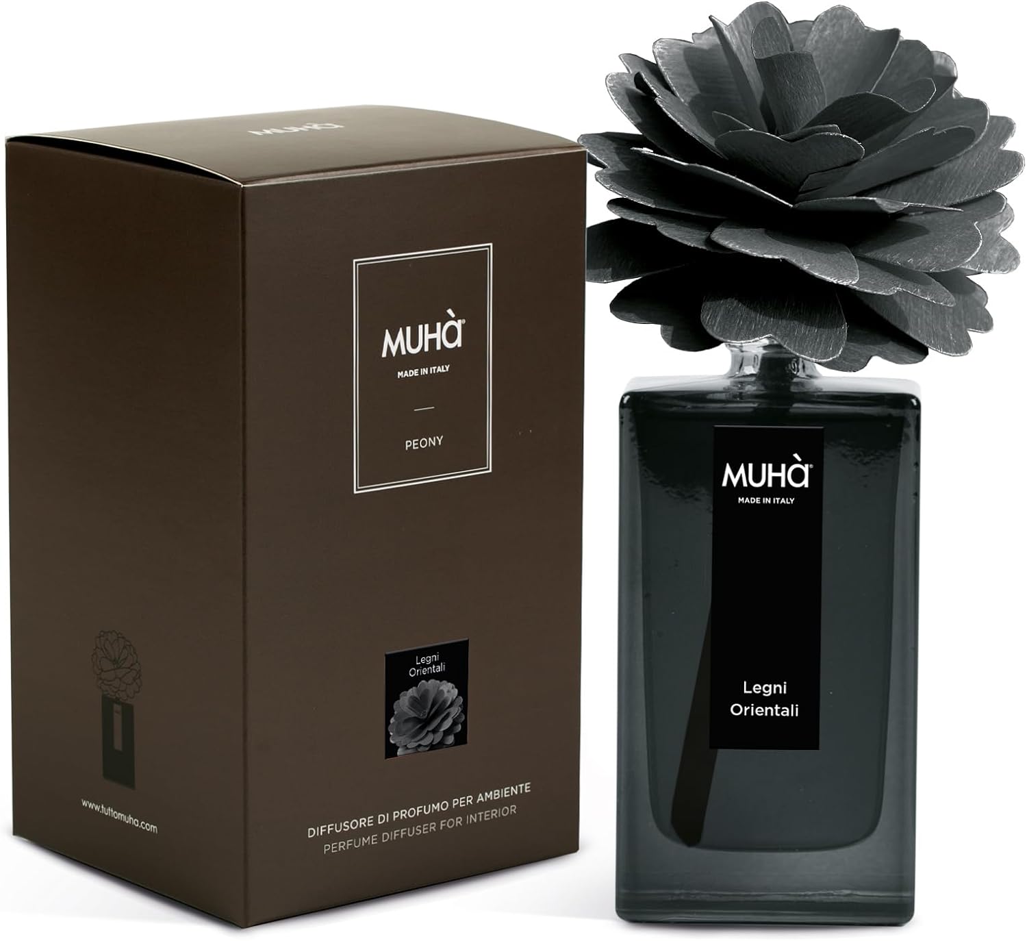 Muhà - profumatore d'ambiente peonia diffuser - legno di cedro e sandalo 100ml