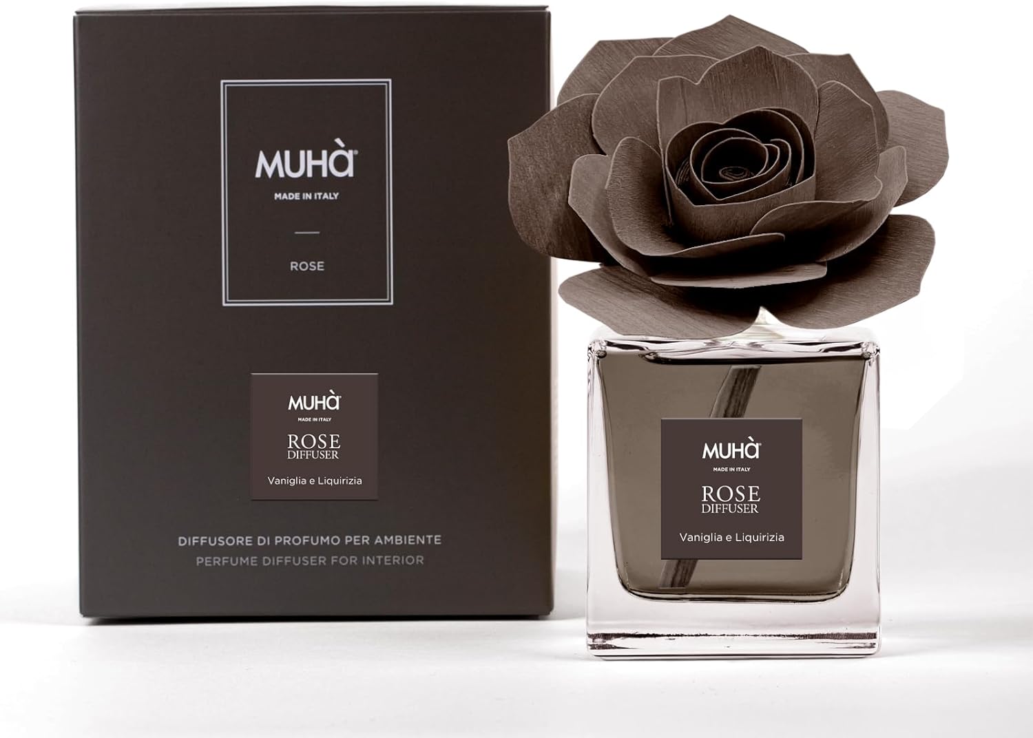 Muhà - profumatore d'ambiente rosa diffuser - vaniglia e liquirizia 100 ml