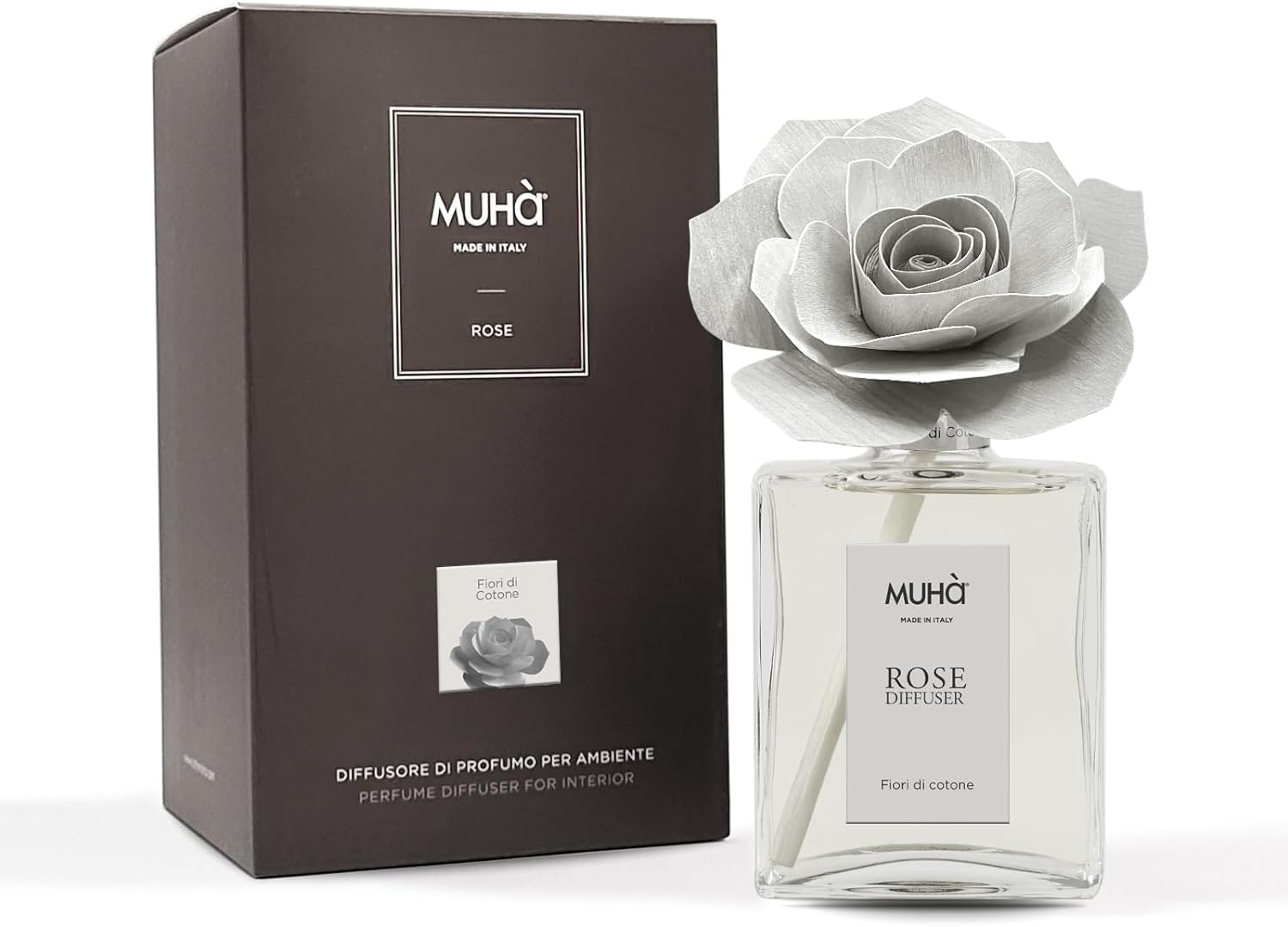 Muhà - profumatore d'ambiente rosa diffuser - fiori di cotone 200ml