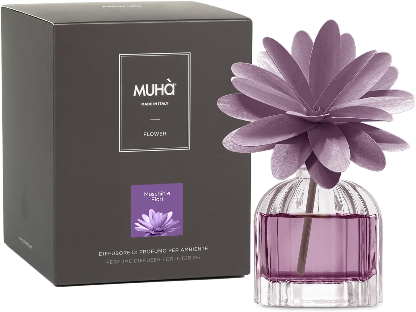 Muhà - profumatore d'ambiente flower diffuser - muschio e fiori 60ml