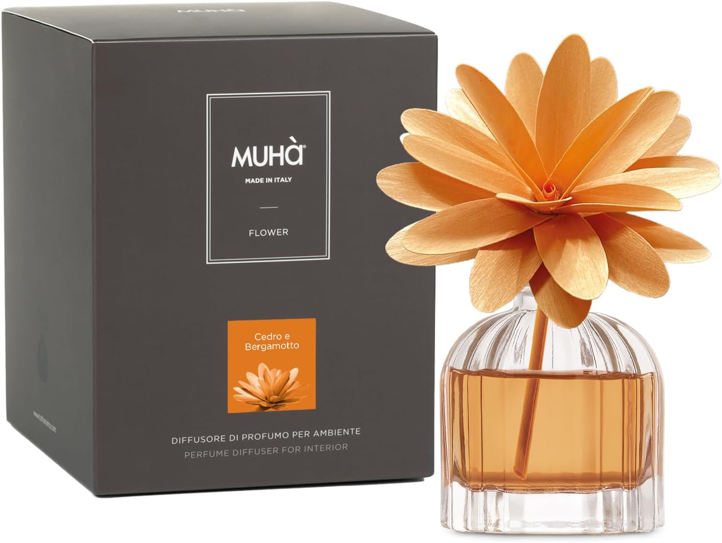Muhà - profumatore d'ambiente flower diffuser - cedro e gerbamotto 60ml