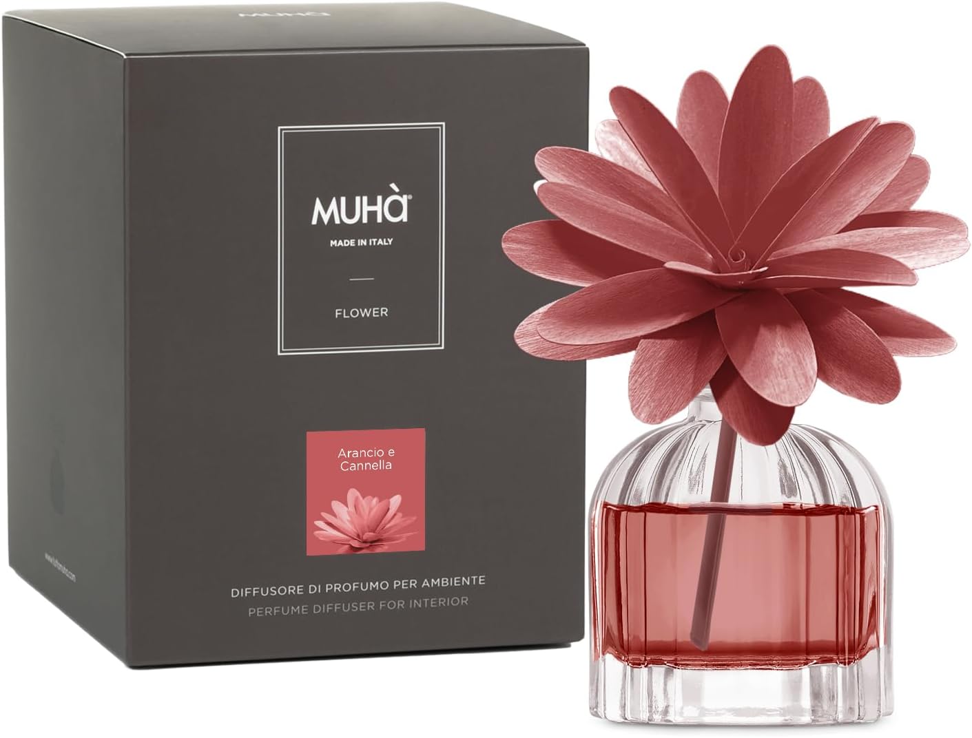 Muhà - profumatore d'ambiente flower diffuser - arancio e cannella 60ml