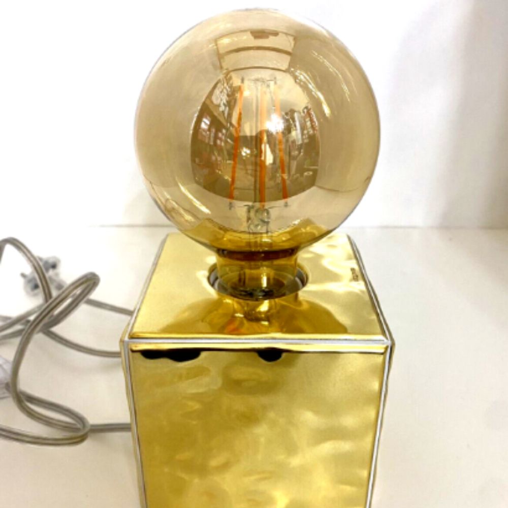 Sequenze - Lampada da Tavolo Cubo Linea Wol Gold 10x15 cm