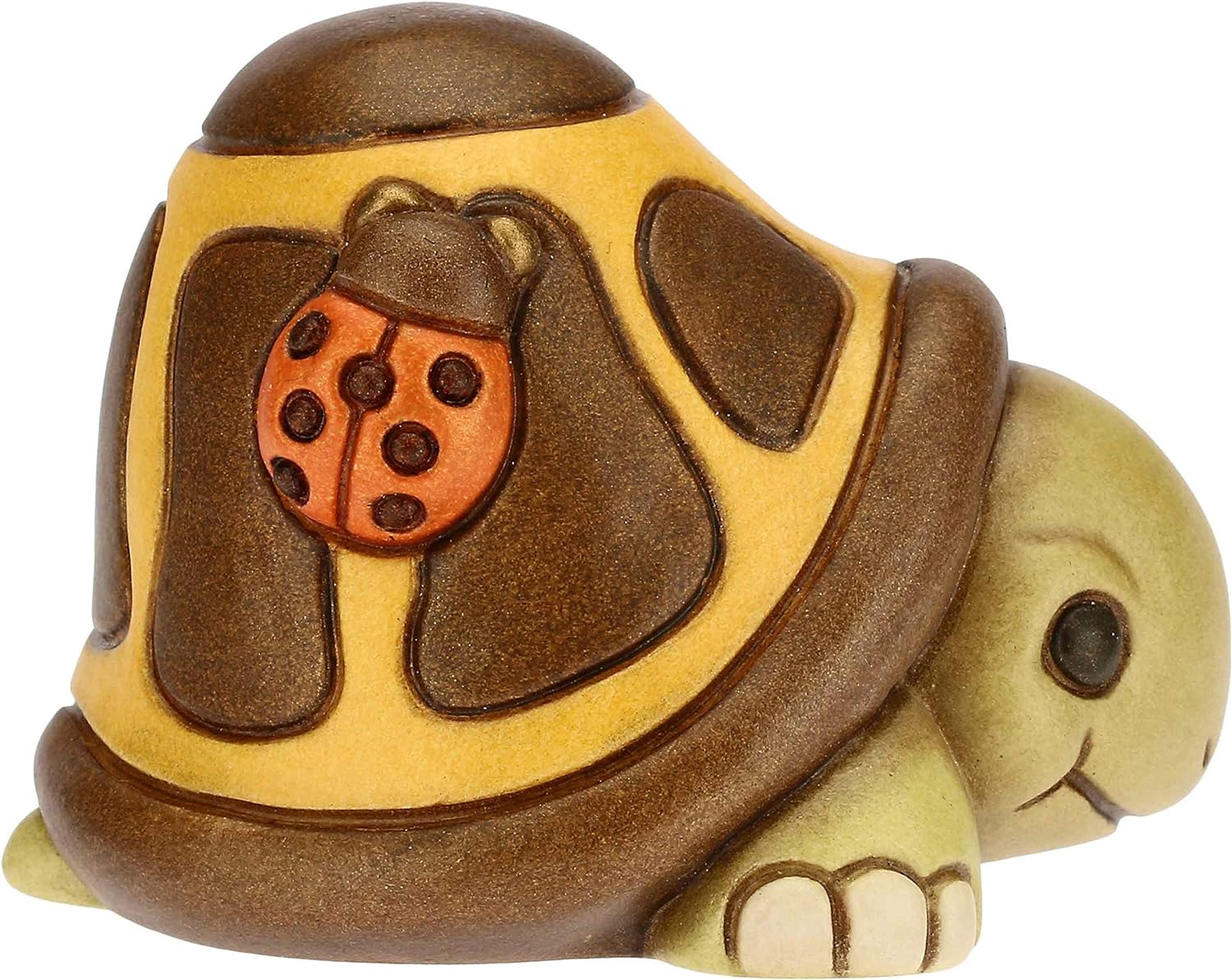 Thun - Tartaruga con Coccinella Portafortuna collezione Home Sweet Home in ceramica - 7,3 x 6,1 x 5,3 h cm
