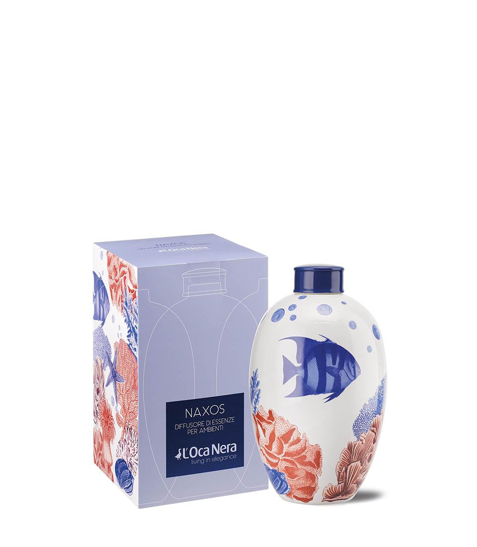 L'oca nera - profumatore ambiente naxos in ceramica con bastoncini profumazione esclusa 2 litri 15x25,5 cm