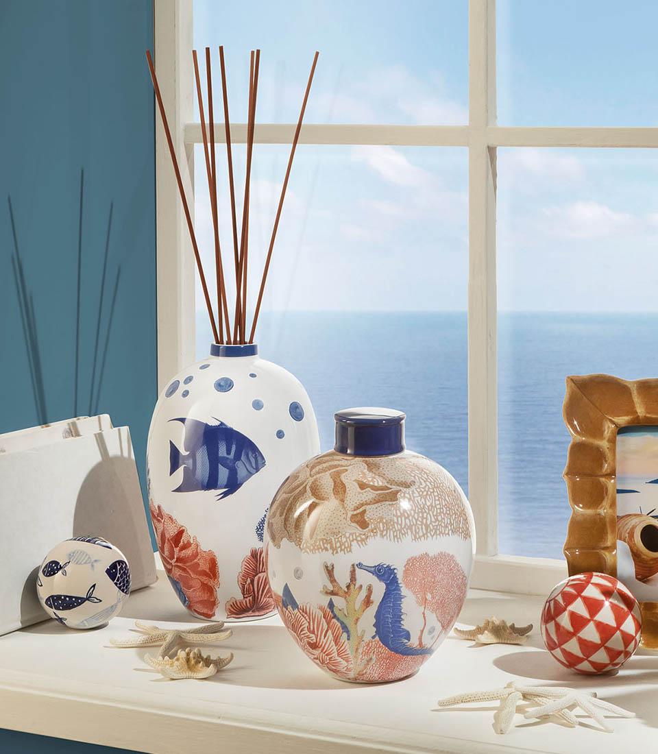 L'oca nera - profumatore ambiente naxos in ceramica con bastoncini profumazione esclusa 2 litri 15x25,5 cm