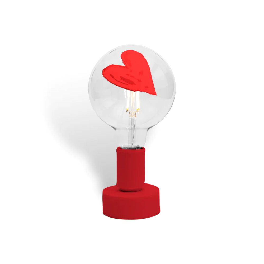 Filotto - lampada da appoggio tavolotto completo cuore rosso 25cm