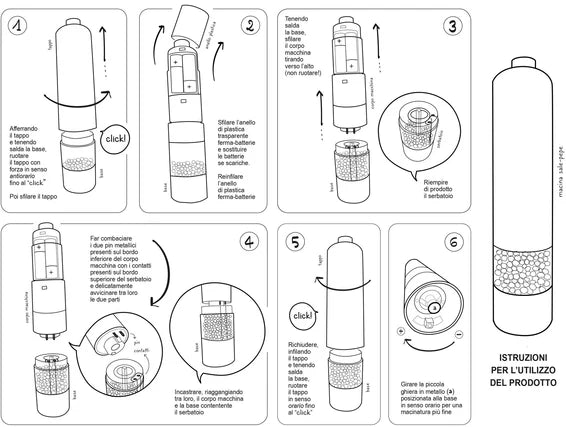 Simple day - macinapepe elettrico "Metti un pò di pepe" bianco