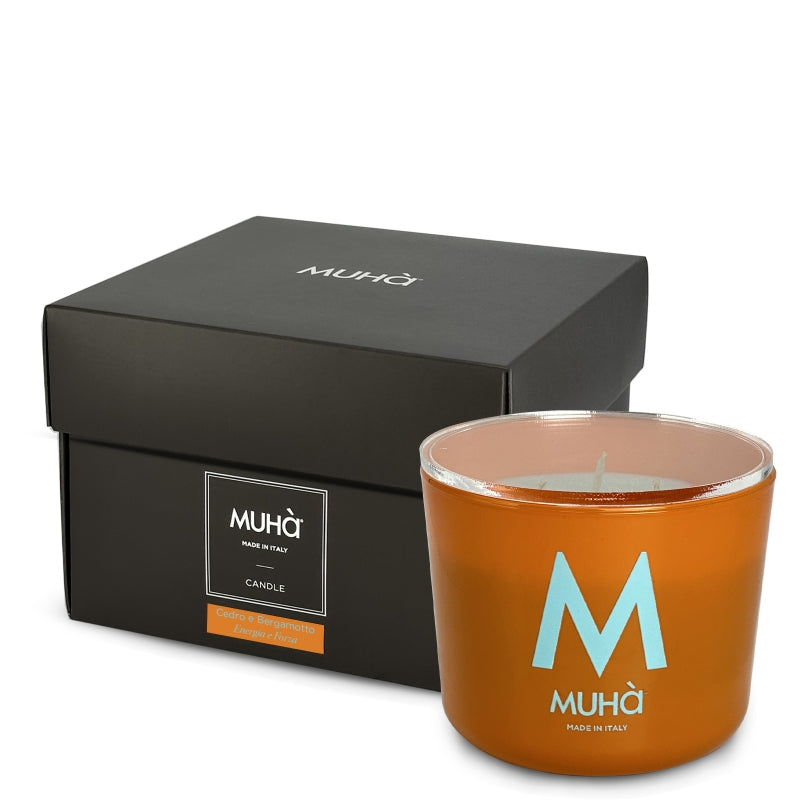 Muhà - candela Profumata in Vetro - Cedro e Bergamotto 500g