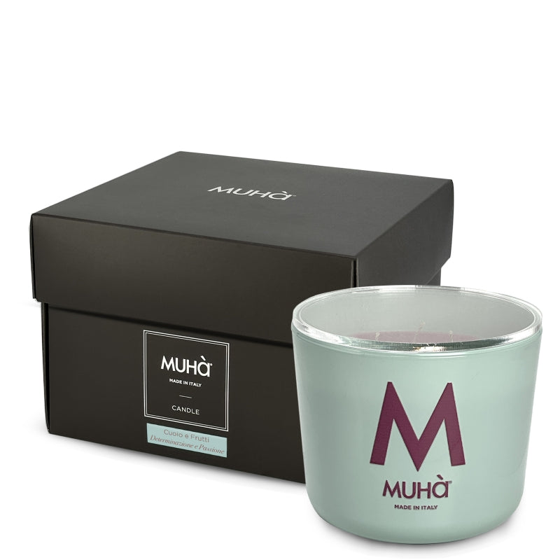 Muhà - candela Profumata in Vetro - Cuoio e Frutti 500g