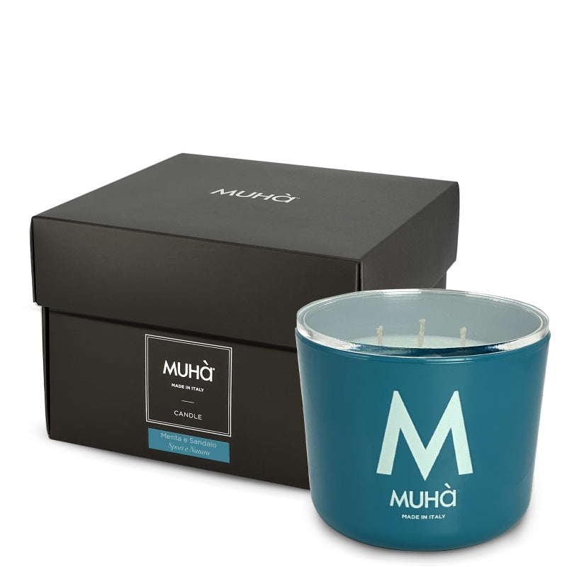 Muhà - candela Profumata in Vetro - Menta e Sandalo 500g